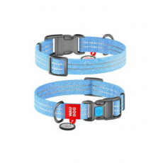 WAUDOG nyakörv, QR kódos, műanyag csattal,újrahasznosított pamutból ( 20mm, 24-40cm) kék