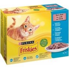 FRISKIES Szószban Lazaccal/Tonhallal/Szardíniával/Tőkehallal nedves macskaeledel 12x85g