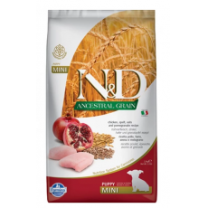 N&D Dog Ancestral Grain csirke,tönköly,zab & gránátalma kölyök mini száraz kutyatáp 2,5kg