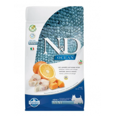 N&D Dog Ocean tőkehal, sütőtök & narancs felnőtt mini száraz kutyatáp 800g