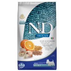 N&D Dog Ocean tőkehal, tönköly, zab & narancs felnőtt mini száraz kutyatáp 2,5kg