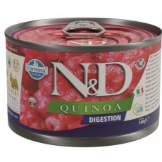 N&D Quinoa Dog digestion, fürj,kókusz, diétás ,felnőtt mini kutyakonzerv 6x140g