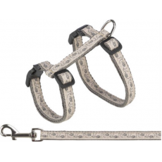 Trixie hám és póráz szett, szürke/ bézs színben macskák részére 27-45cm / 13mm, 1.2m