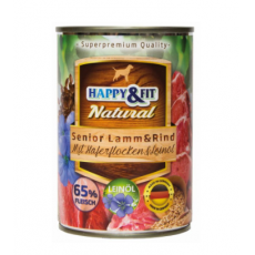 Happy&Fit; Natural Dog senior bárány, marha zabliszttel és lenmagolajjal konzerv kutyáknak 400g